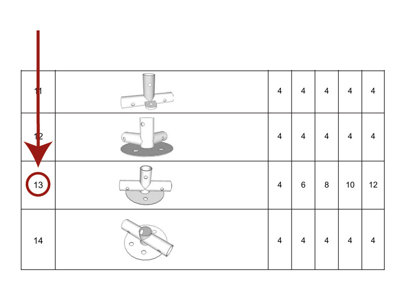 3-Wege-Verbindungsstück für Grundrahmen, Ø42mm, 250x80mm