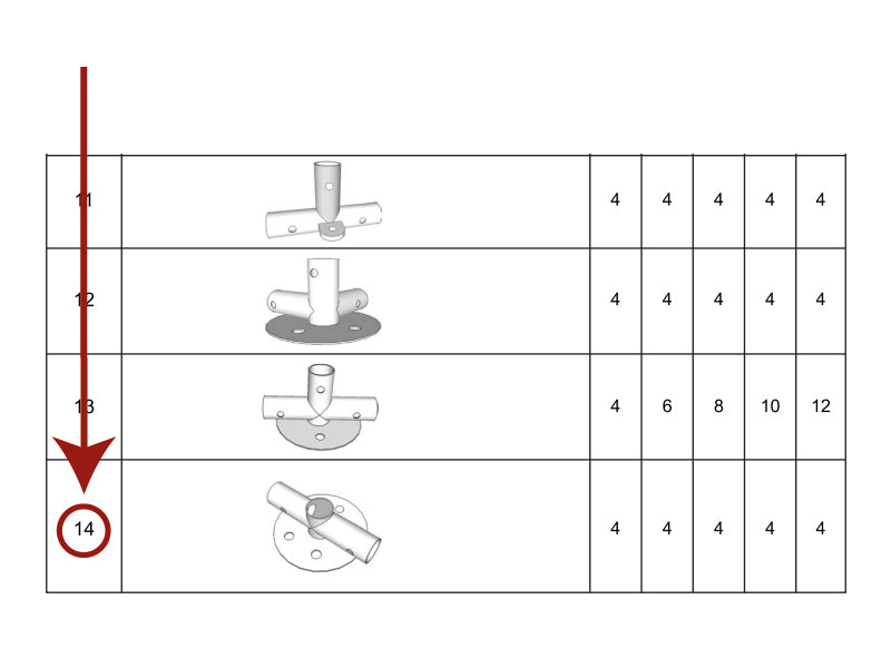 2-Wege-Verbindungsstück für Grundrahmen, Ø42mm, 250x50mm