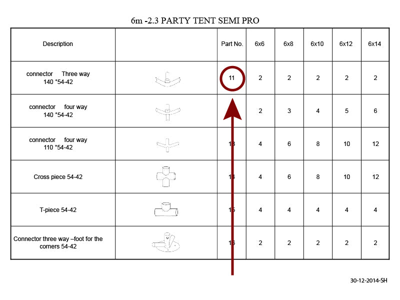 3-smjerni konektor, Ø42+Ø54 mm, 140°