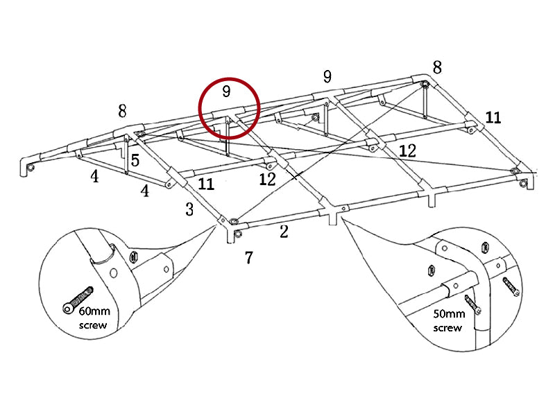 4 polių tvirtinimui, Ø42+Ø54mm 140°