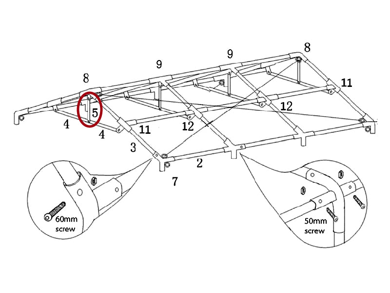 Collar beam vertical, Ø25 mm, 640 mm