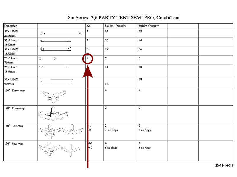 Tube pignon vertical, Ø25mm, 750mm