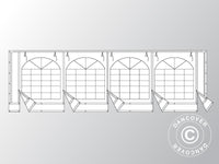 Giebelwand mit großem Fenster und breiter Tür, 8m, flammfestes PVC, weiß