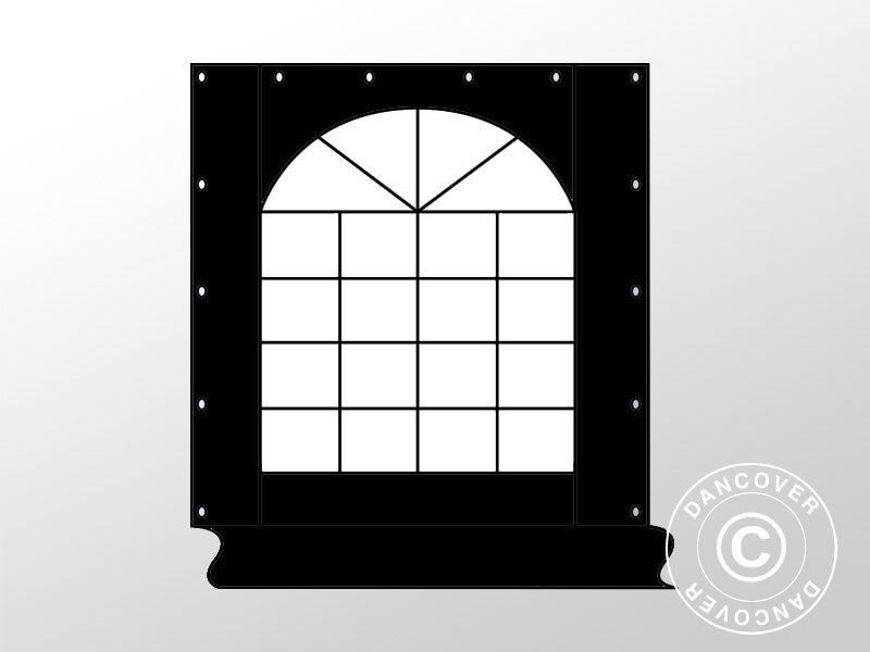 Seitenwand mit Tür 2,5m, Polyester, Schwarz