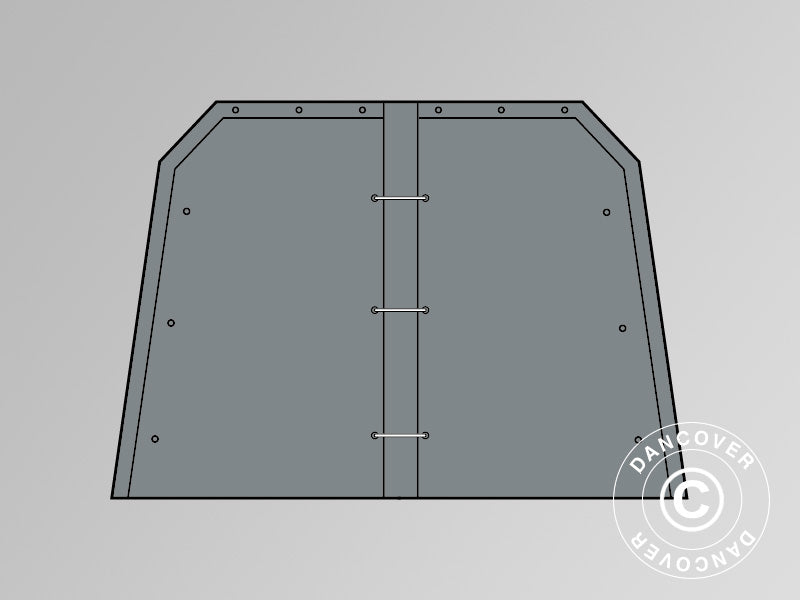 Muro hastial/puerta para carpa garaje doble 5,4x6m PVC, Gris