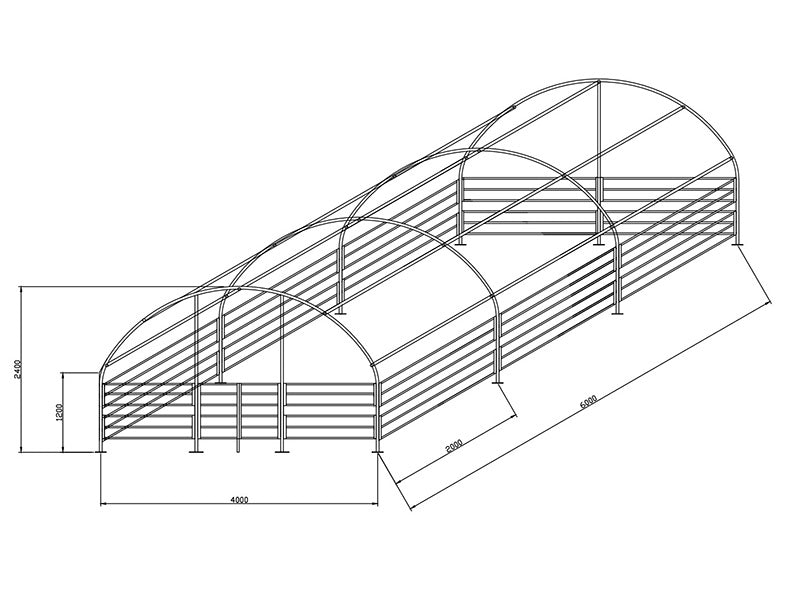 Livestock shelter 4x6x2.4 m, PVC, Green