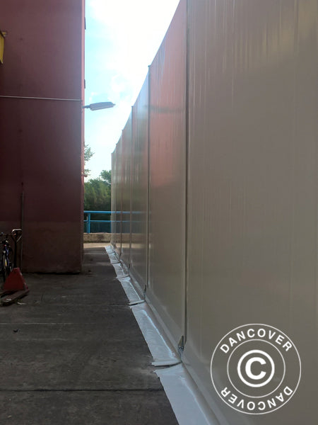 Hangar de stockage industriel Alu 12x12x5,42m avec porte coulissante, PVC, blanc