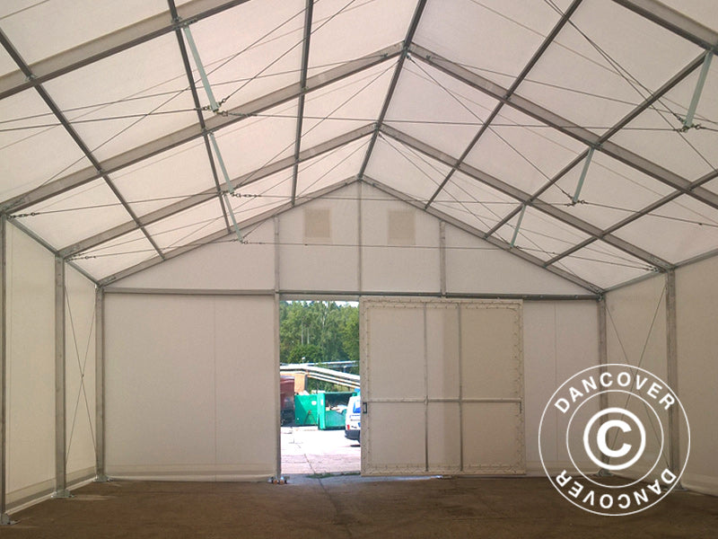 Industrielle Lagerhalle Alu 15x30x6,53m mit Schiebetor, PVC, weiß