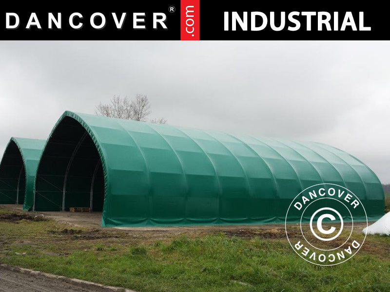 Storage shelter, arched tent 12x16x5.88 m w/sliding gate, PVC, Green