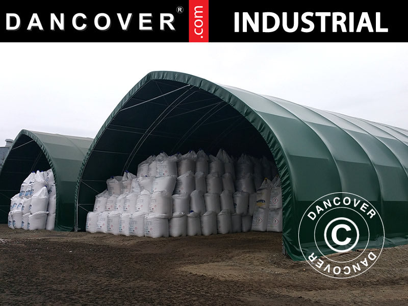 Carpa de almacén grande, carpa agrícola de 12x16x5,88m con puerta corredera, PVC, Verde
