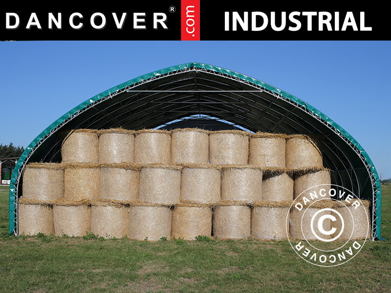 Tente de stockage, tunnel agricole 12x16x5,88m avec porte coulissante, PVC, Vert