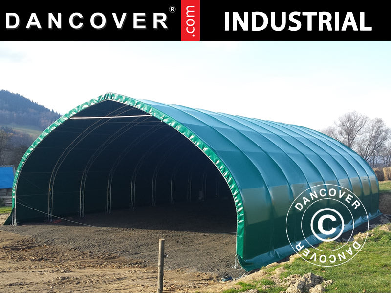 Carpa de almacén grande, carpa agrícola de 15x15x7,42m con puerta corredera, PVC, Verde