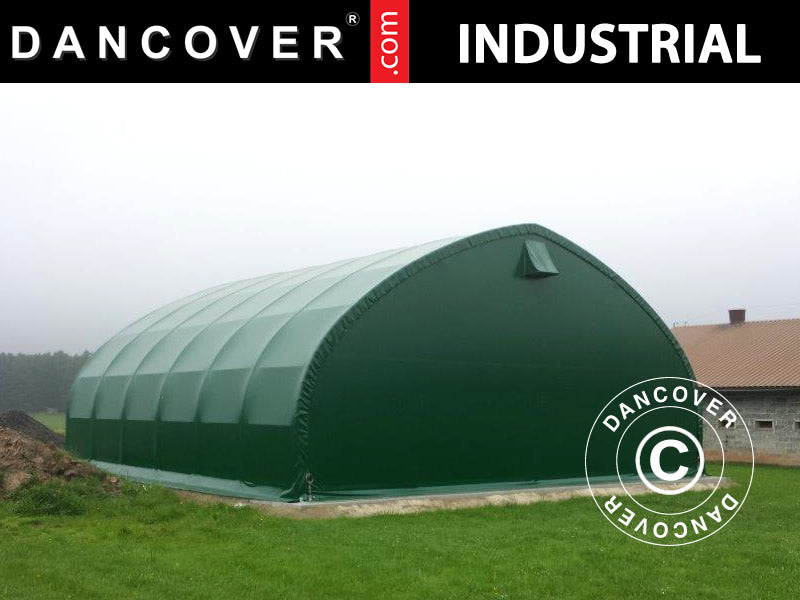 Carpa de almacén grande, carpa agrícola de 15x15x7,42m con puerta corredera, PVC, Verde
