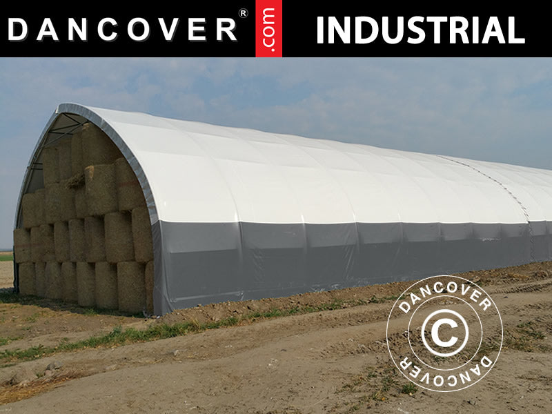 Storage shelter, arched tent 10x15x5.54 m, PVC, White/Grey