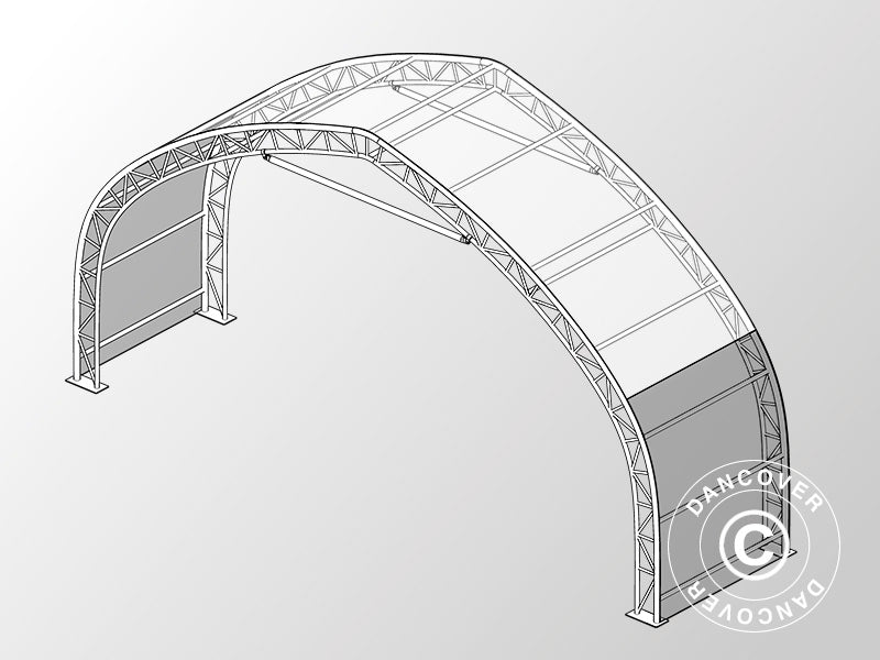 Pagarinājums 2m priekš noliktavas telts, noliktavas angāra 12x16x5,88m, PVC, Balts/Pelēks