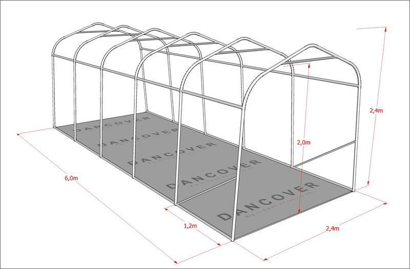 Tente de stockage PRO 2,4x6x2,34m PE, Gris