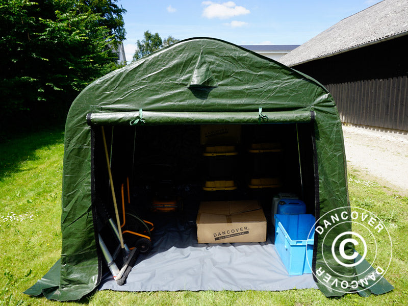 Storage tent PRO 2.4x2.4x2 m PE, with ground cover, Green/Grey