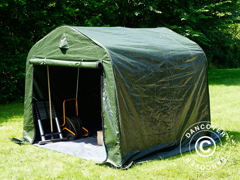 Storage tent PRO 2.4x2.4x2 m PE, with ground cover, Green/Grey