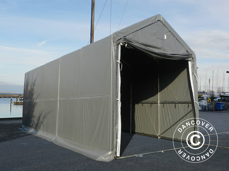 Storage shelter PRO XL 4x10x3.5x4.59 m, PVC, Grey