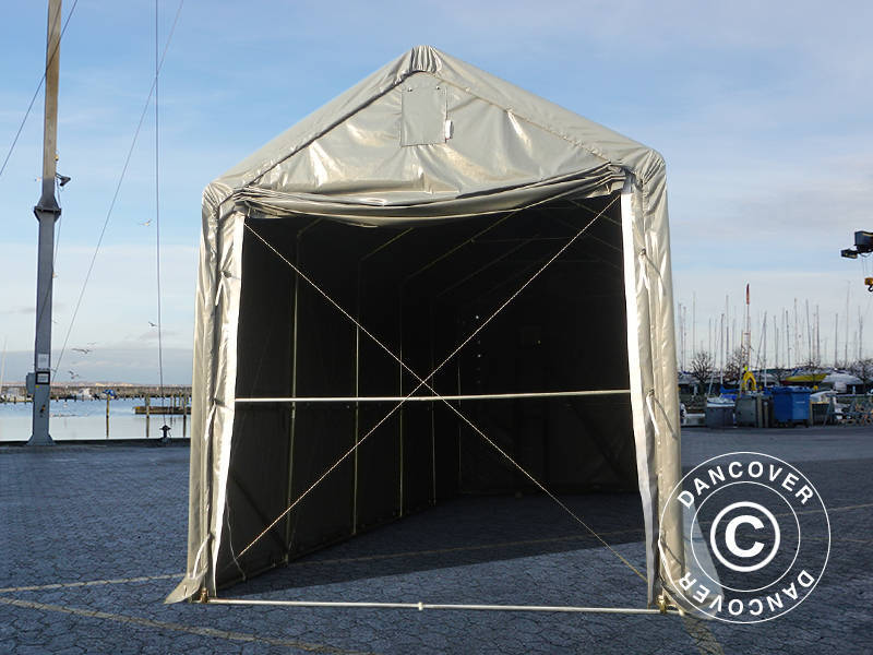 Noliktavas telts PRO XL 4x10x3,5x4,59m, PVC, Pelēks