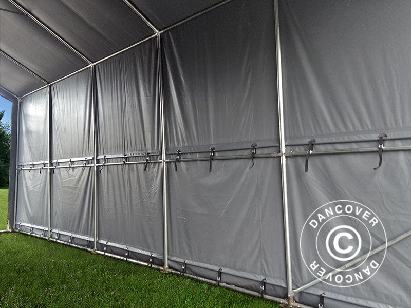 Noliktavas telts PRO XL 4x10x3,5x4,59m, PVC, Pelēks