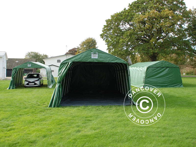 Portable garage PRO 3.6x7.2x2.68 m PVC with ground cover, Green