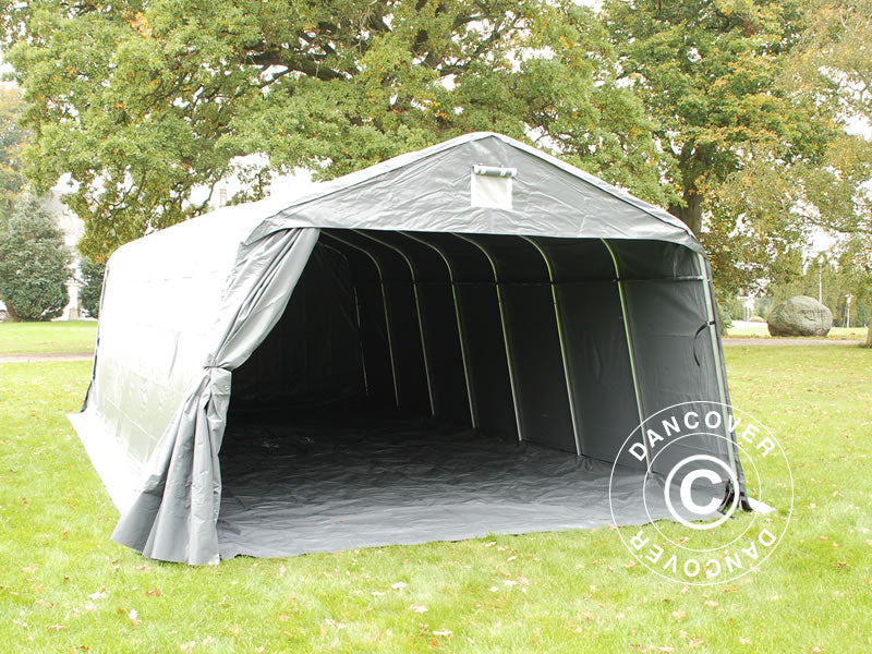 Portable garage PRO 3.6x8.4x2.7 m PVC with ground cover, Grey