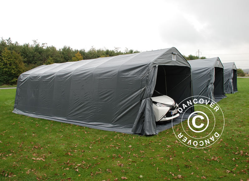 Portable garage PRO 3.6x8.4x2.7 m PVC with ground cover, Grey