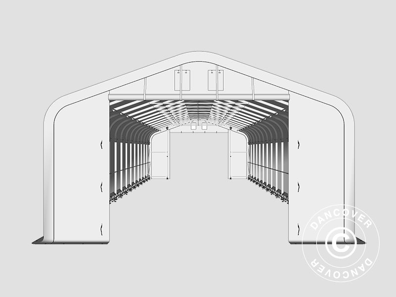 Tenda de armazenagem PRO 6x18x3,7m PVC c/painel de cobertura de teto, Cinza
