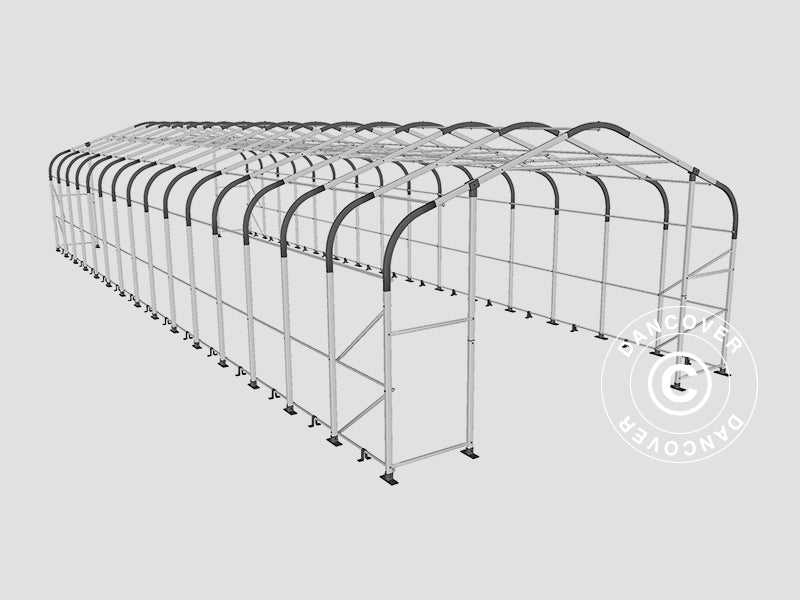 Storage shelter PRO 6x18x3.7 m PVC w/skylight, Grey