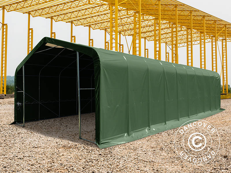 Opslagtent PRO 6x18x3,7m PVC met lichtpaneel, Groen