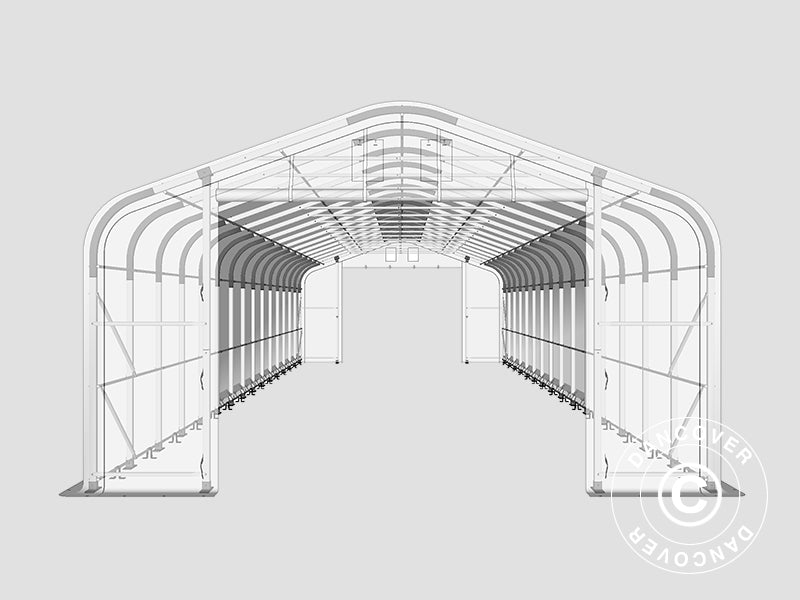 Opslagtent PRO 6x18x3,7m PVC met lichtpaneel, Groen