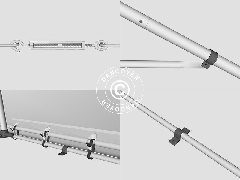 Lagerzelt PRO 5x6x2x3,39m, PVC, Grau