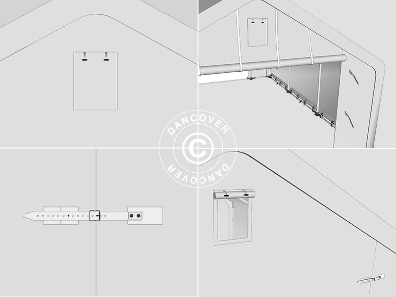 Skladišni šator PRO 5x6x2x3,39m, PVC, Siva