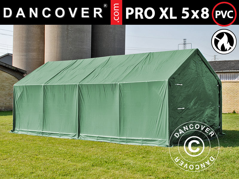 Storage shelter PRO 5x8x2.5x3.89 m, PVC, Green