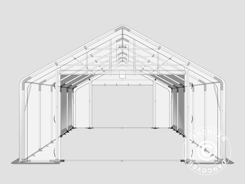 Lagerzelt PRO 5x10x2x3,39m, PVC, Grau