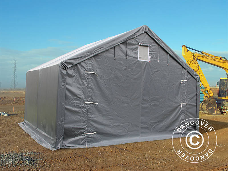 Sandėliavimo palapinė PRO 5x4x2x3,39m, PVC, Pilka