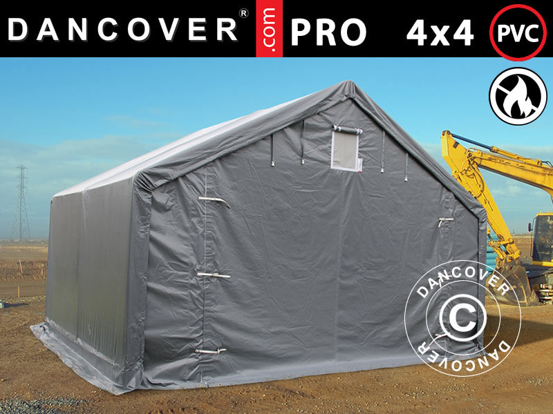 Storage shelter PRO 4x4x2x3.1 m, PVC, Grey