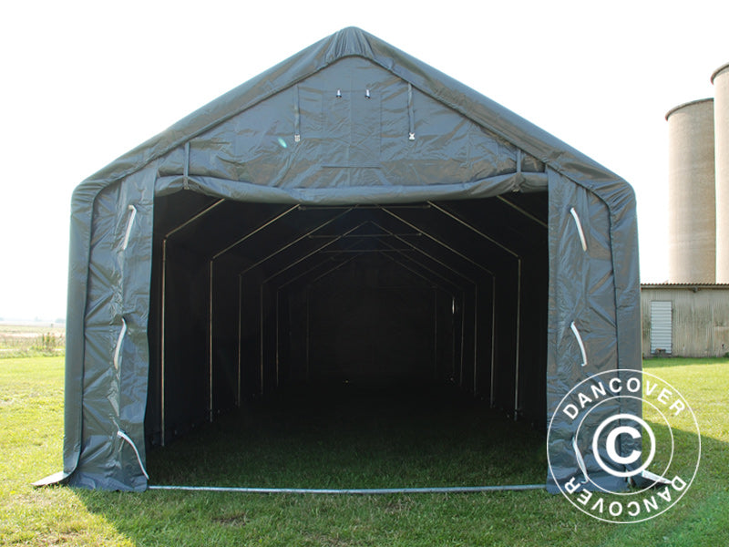 Tenda de armazenagem PRO 5x12x2x3,39m, PVC, Cinza