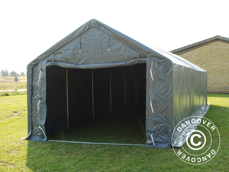 Tenda de armazenagem PRO 5x12x2x3,39m, PVC, Cinza