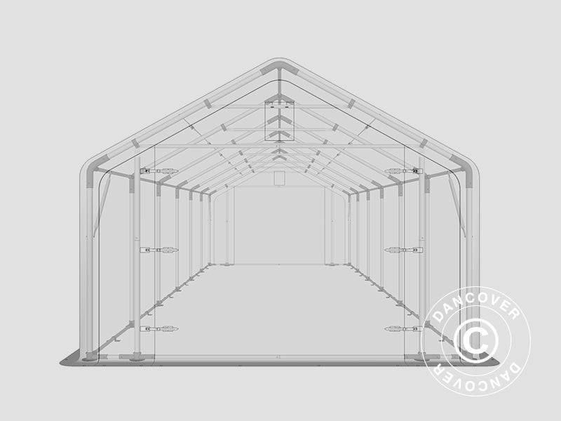 Tenda de armazenagem PRO 5x12x2x3,39m, PVC, Cinza