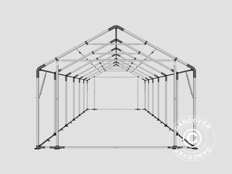 Tenda de armazenagem PRO 5x12x2x3,39m, PVC, Cinza