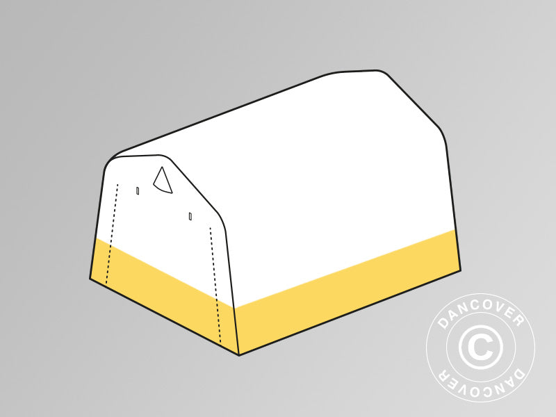 Dakbedekking voor opslagtent, werktent PRO, 2,4x2,4x2m, PVC, Wit/Geel
