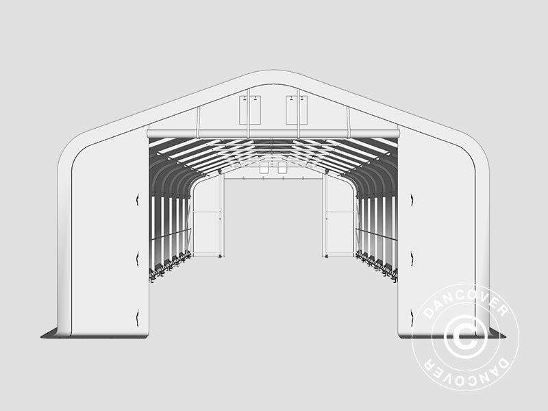 Skladišni šator PRO 6x12x3,7m PVC sa svodnim panelom, Siva