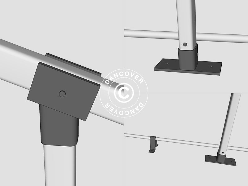 Noliktavas telts PRO 6x12x3,7m PVC ar gaismas caurlaidīgu jumta paneli, Pelēks