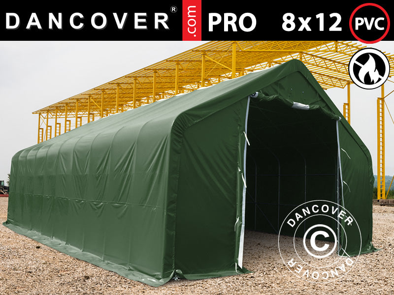 Capannone tenda PRO 8x12x5,2m PVC con pannello centrale, Verde