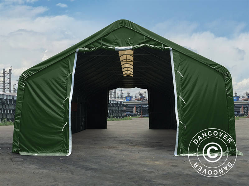 Tenda de armazenagem PRO 8x12x5,2m PVC c/painel de cobertura de teto, Verde