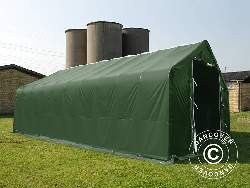 Tenda de armazenagem PRO 8x12x5,2m PVC c/painel de cobertura de teto, Verde