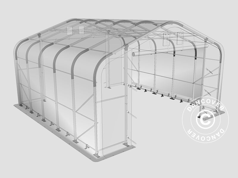 Tente de stockage PRO 8x12x5,2m PVC avec lucarne, Vert