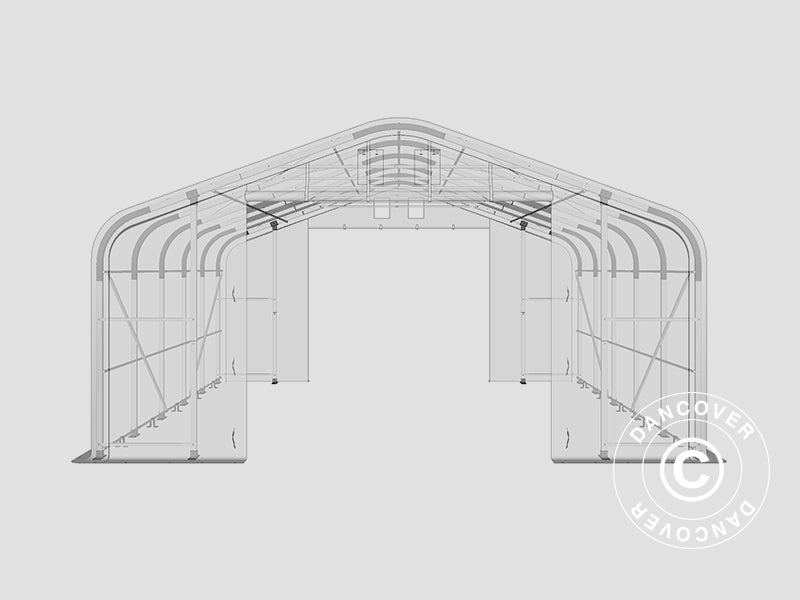 Skladišni šator PRO 7x7x3,8m, PVC sa svodnim panelom, Zelena